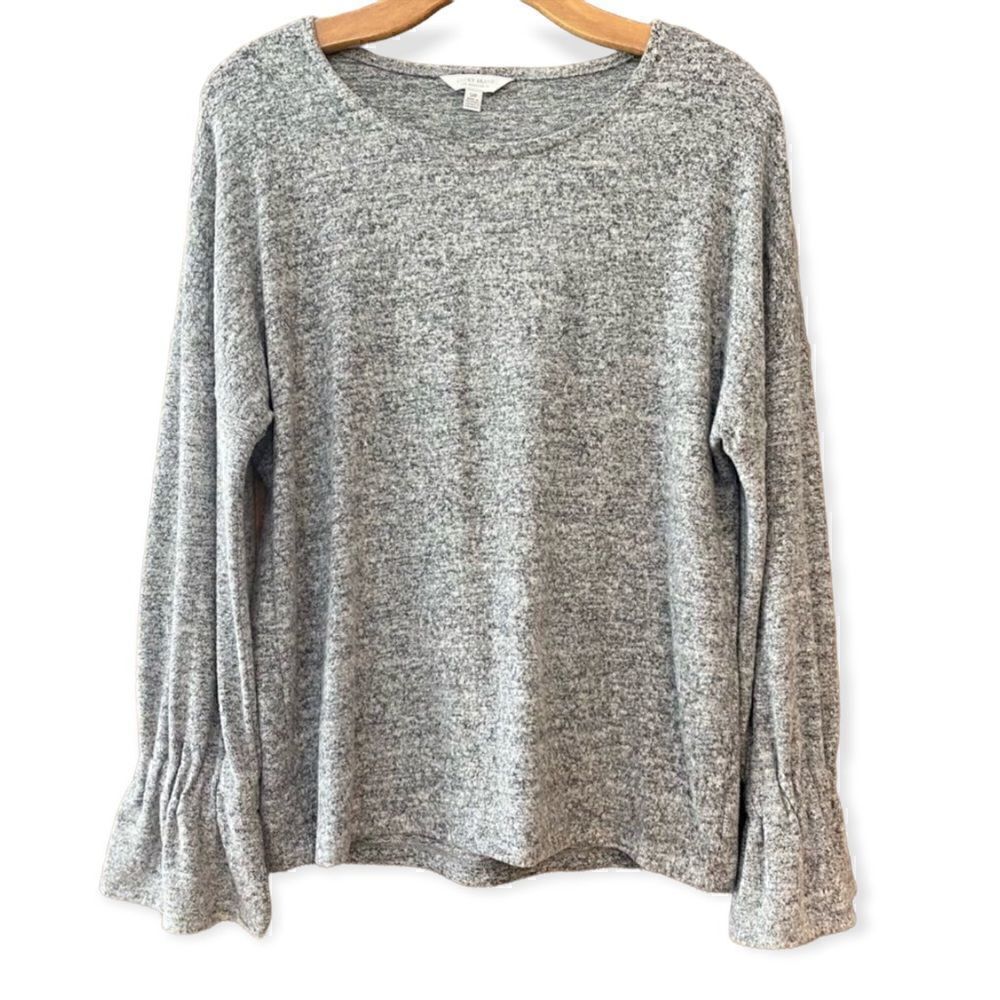 Lucky Brand S Heathered Gray BOHO Soft Bell Sleeves Sweater